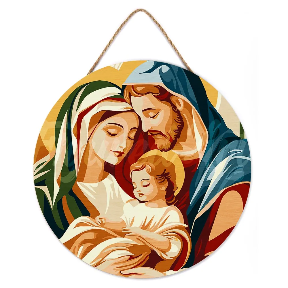 Figured'Art Heilige Familie schilderen op nummer hout 30 cm kerst