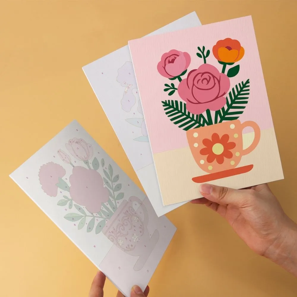 Figured'Art Mini Theekopjes vol bloemen schilderen op nummer 6x15x20cm