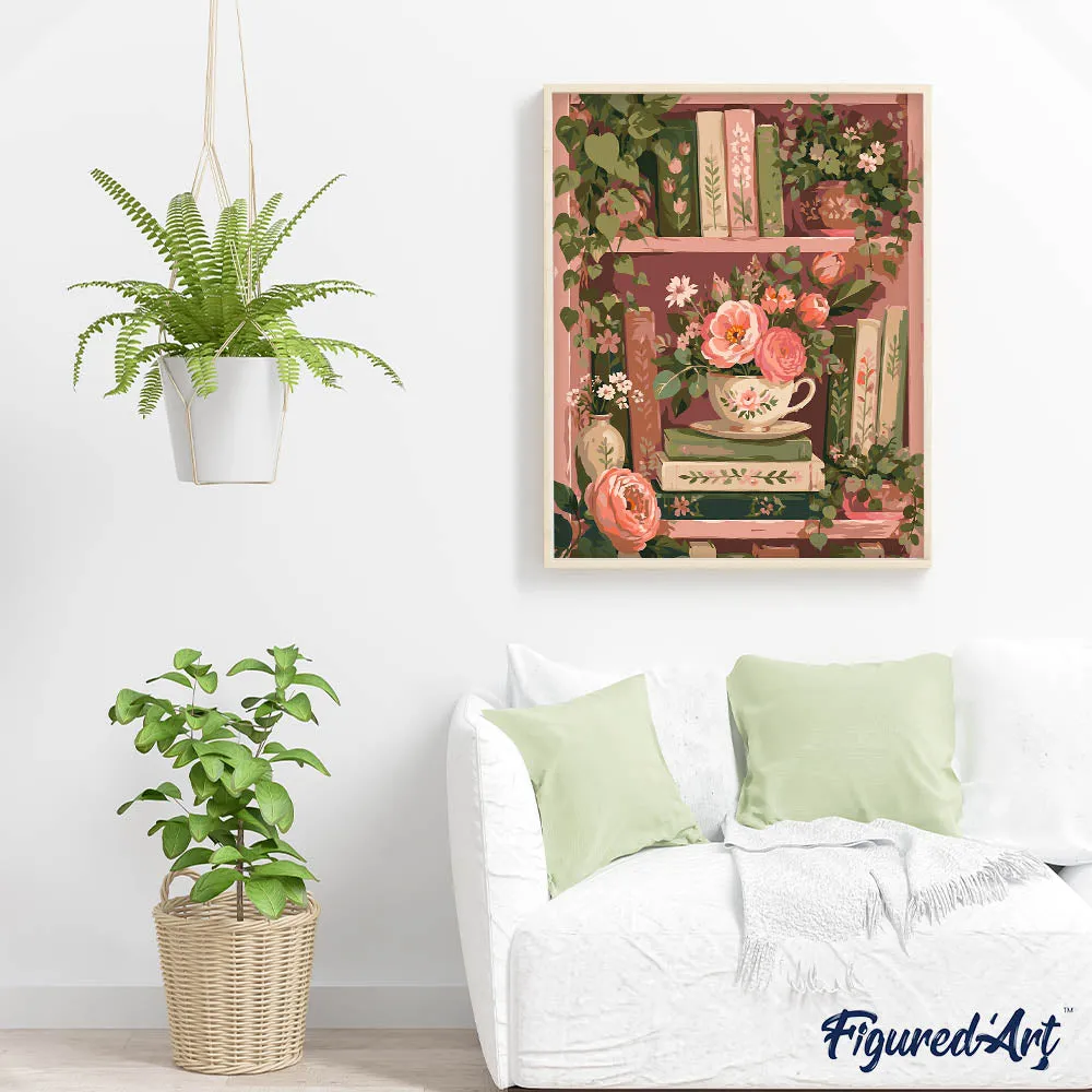 Figured'Art Pagina's en bloemblaadjes schilderen op nummer 40x50 cm