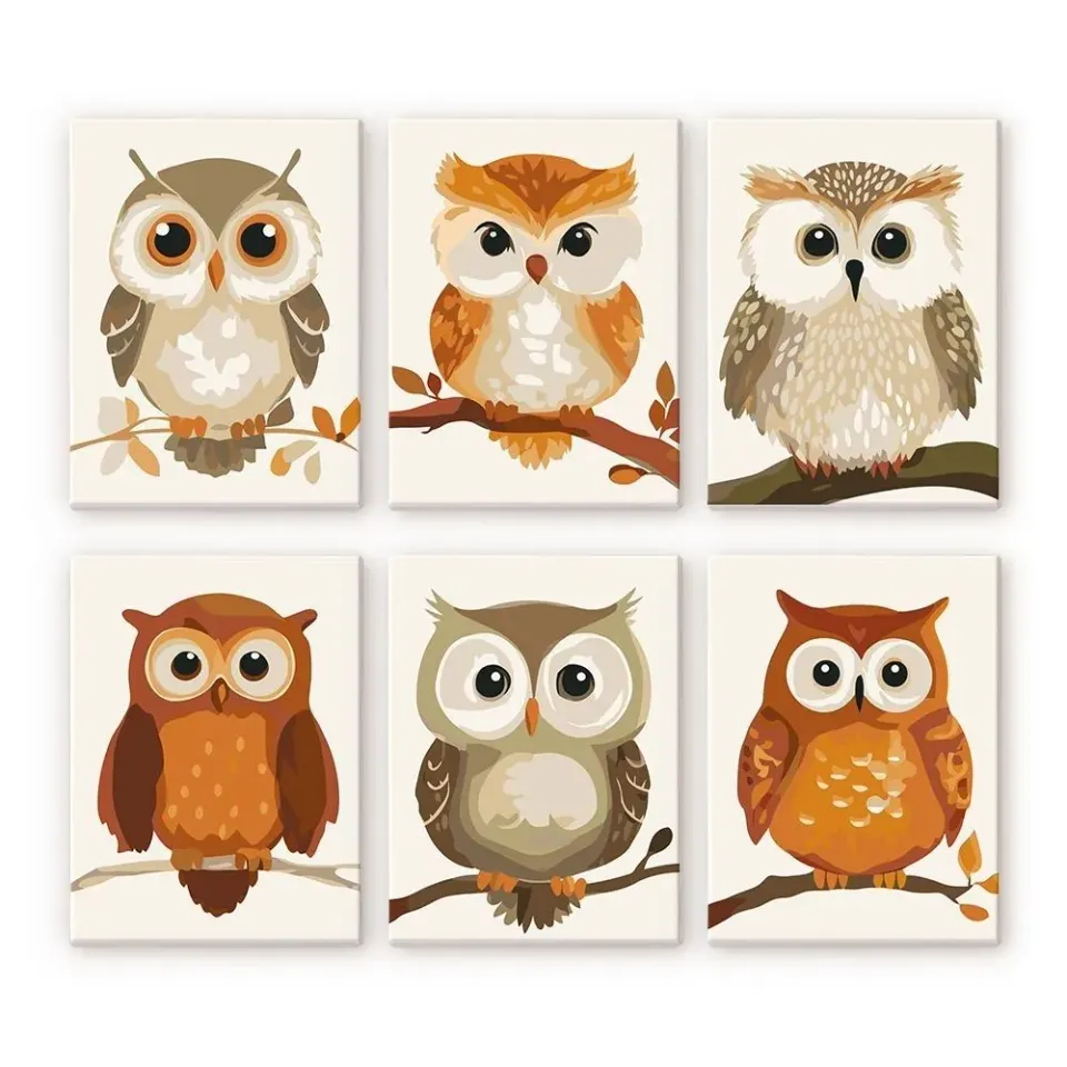 Figured'Art Boswachters mini schilderen op nummer 6x 15x20cm uilen