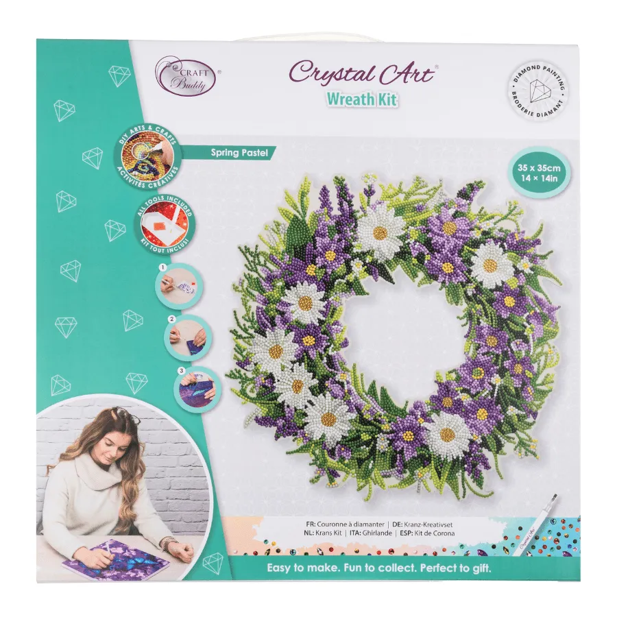 Craft Buddy Crystal Art Spring Pastel krans 35 cm