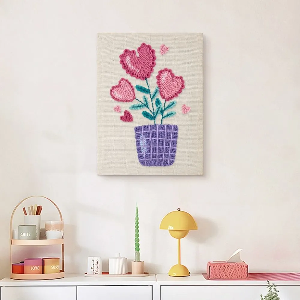 Figured'Art Hartelijke Bloemen punch needle pakket 20x30 cm katoen