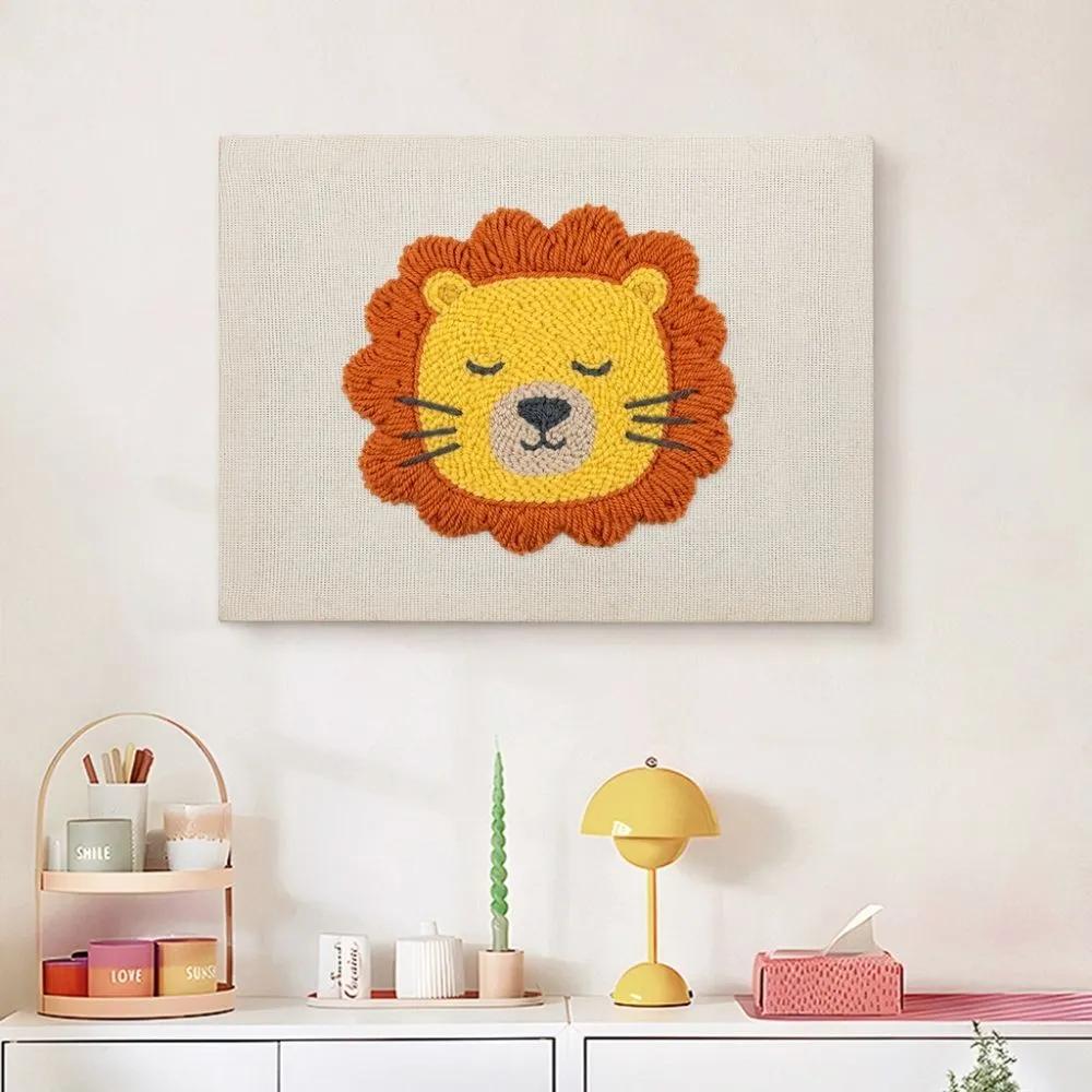 Figured'Art Punch Needle Slapende Leeuw pakket met frame 20x30 cm