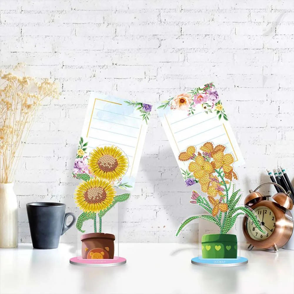 Figured'Art Bloemen diamond painting notitiehouder 2 stuks kunststof
