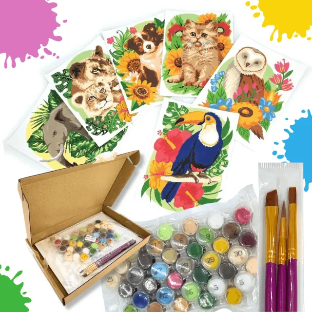 Craft Buddy Paint by Numb3rs wenskaarten schilderen dieren 6 stuks
