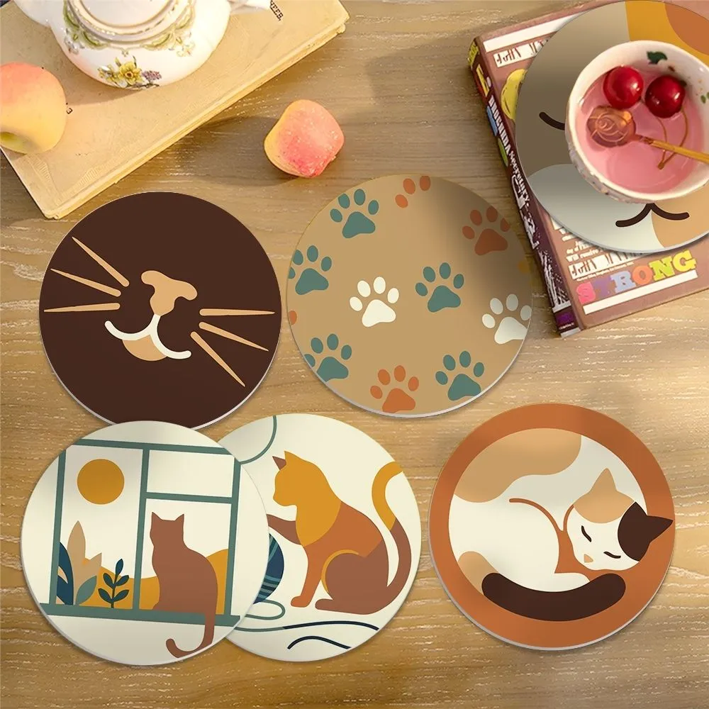 Figured'Art Kattenleven Schilderen op Nummer Onderzetters 6 stuks