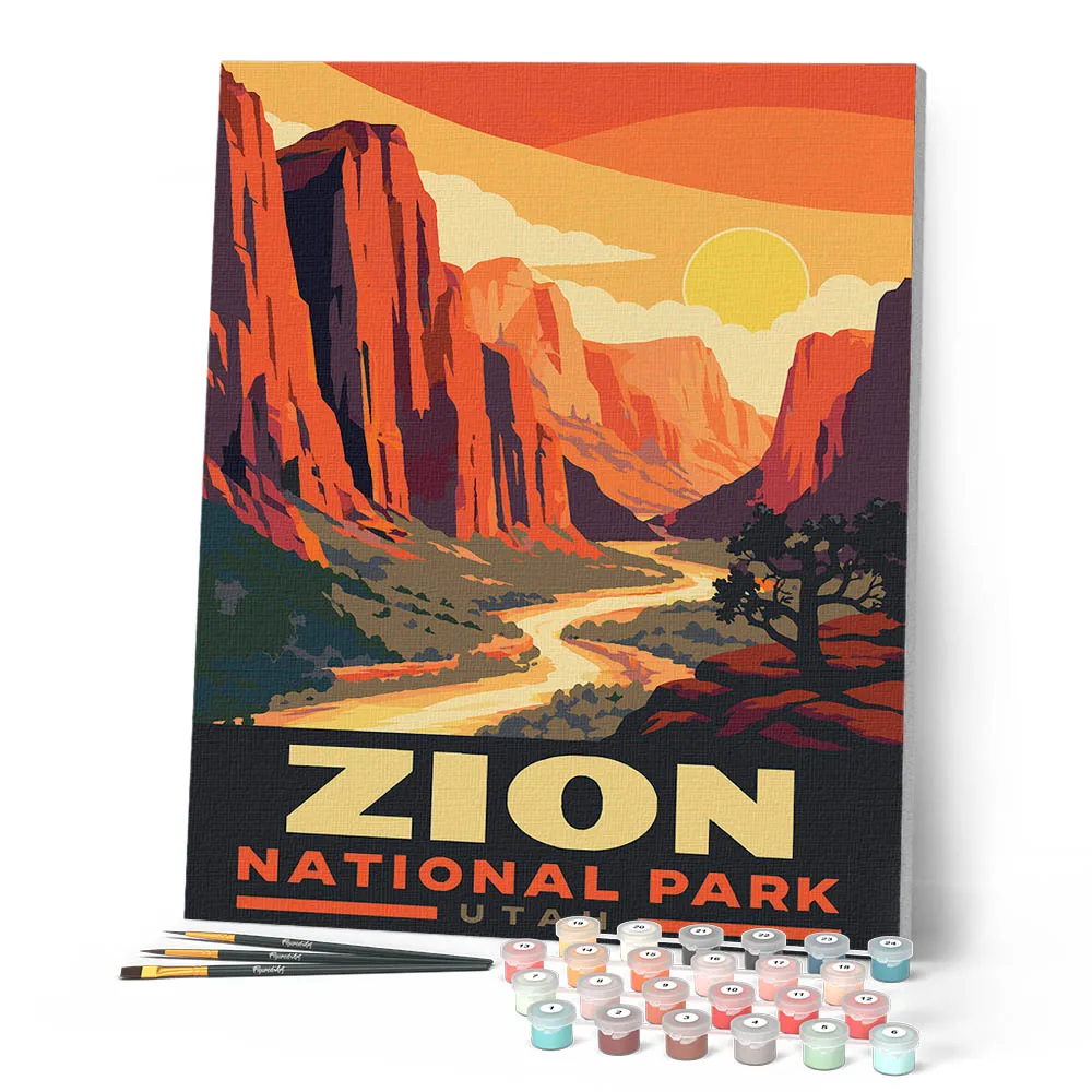 Figured'Art Zion National Park Utah schilderen op nummer 40x50 cm eenvoudig