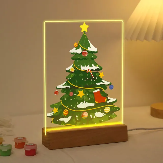Figured'Art Kerstboom schilderen op nummer 15x20 cm met LED voet