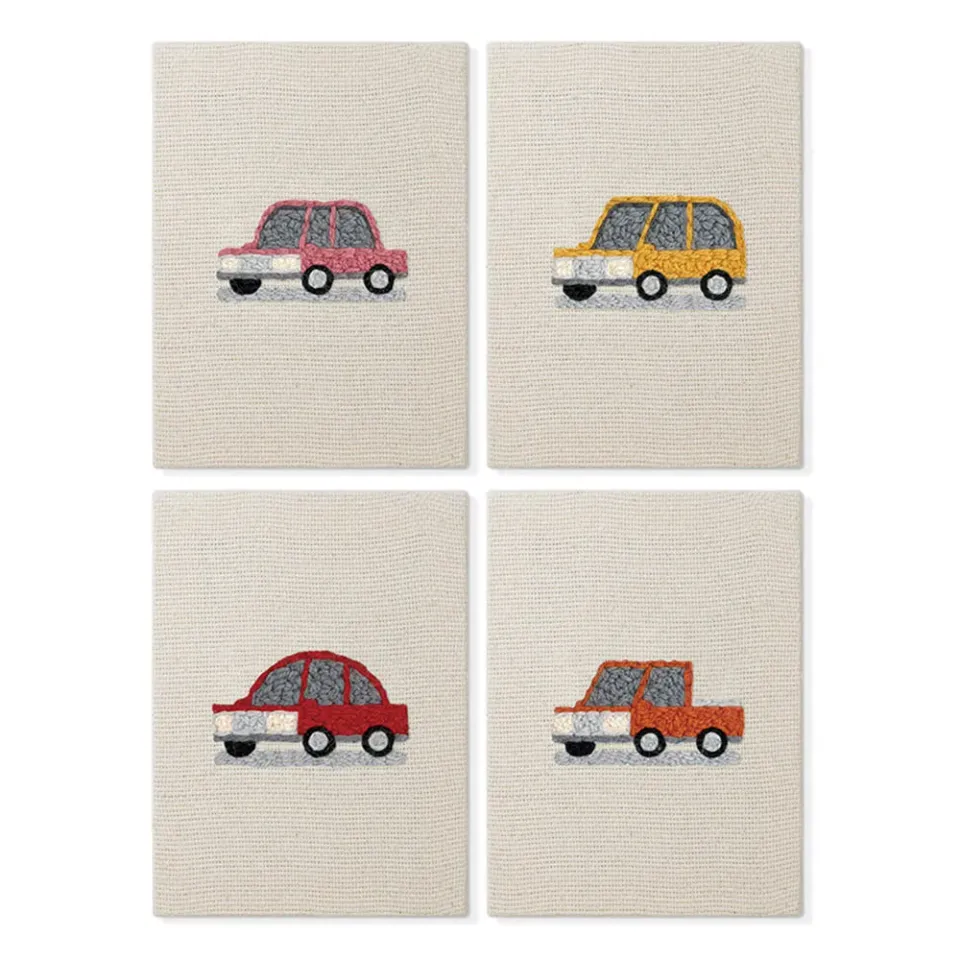 Figured'Art Punch Needle Auto Collectie borduurset 4 stuks 15x20cm katoen