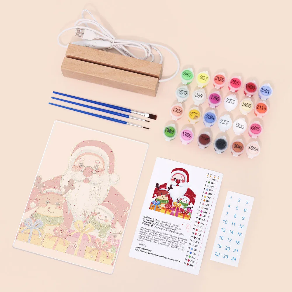 Figured'Art Kerstman 04 schilderen op nummer 15x20 cm met LED