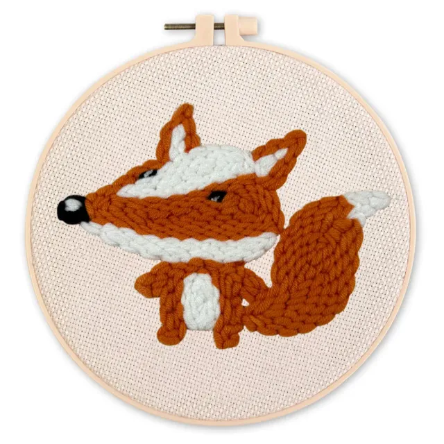 Figured'Art Schattige vos punch needle pakket 20 cm wol