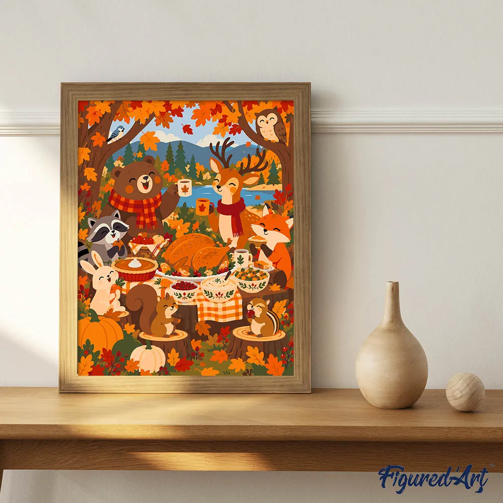 Figured'Art Bosvrienden Thanksgiving schilderen op nummer 40x50cm