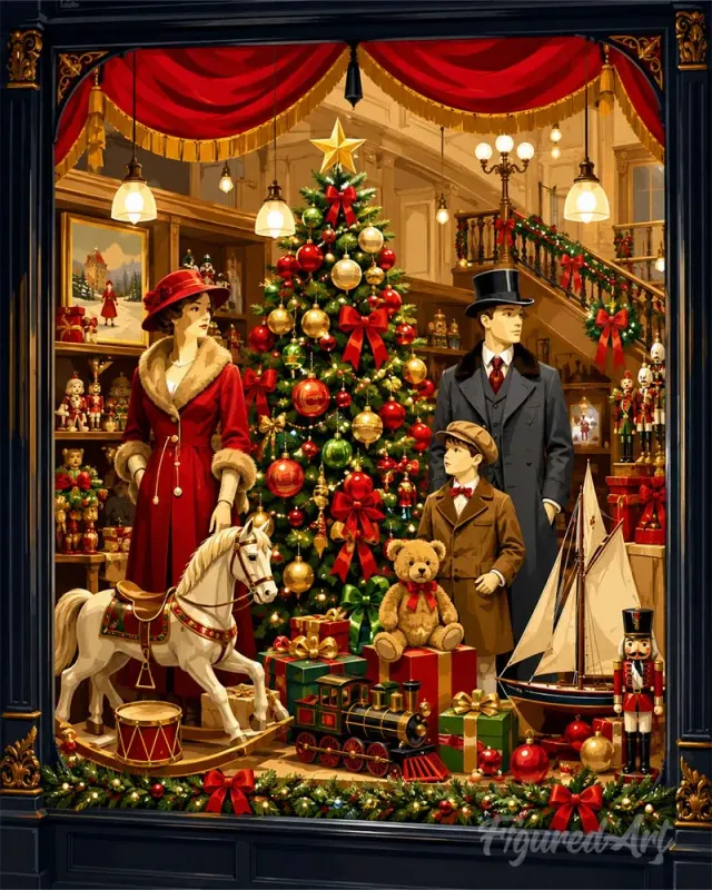 Figured'Art Kerstspeelgoedwinkel diamond painting 40x50cm