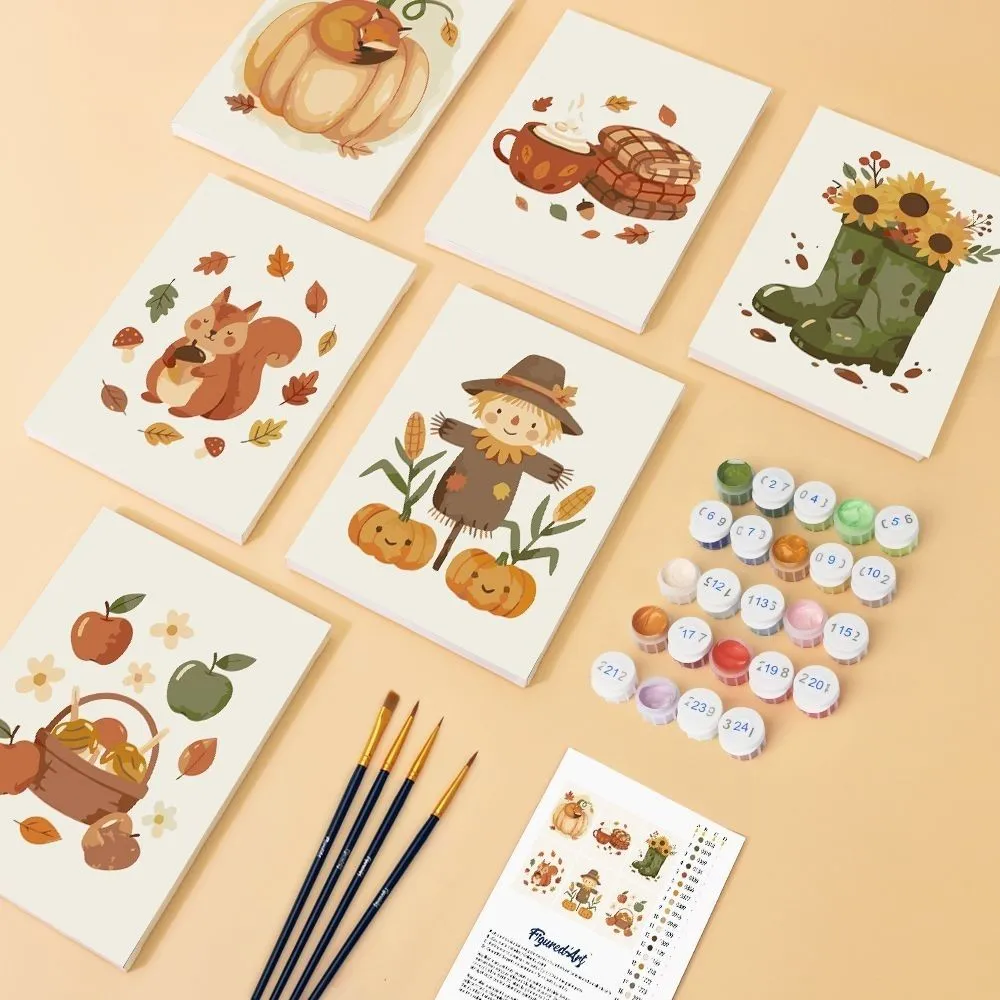 Figured'Art Herfstoogst mini schilderen op nummer 15x20cm 6 stuks