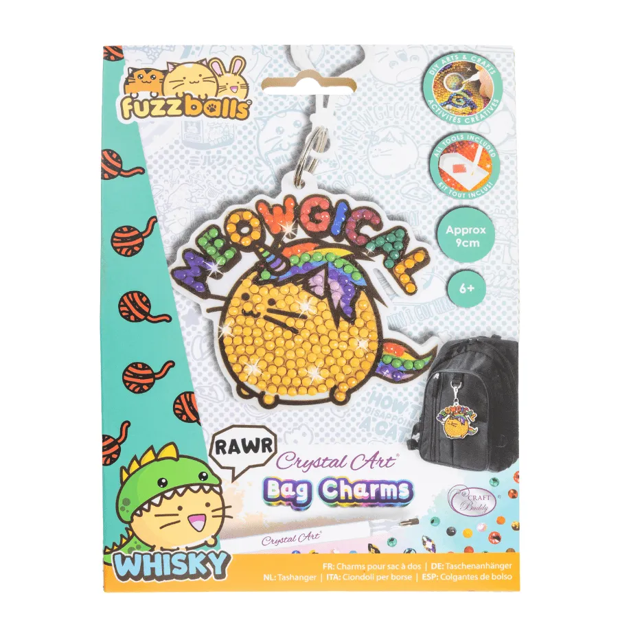 Craft Buddy Crystal Art Meowgical Fuzzballs sleutelhanger 9 cm