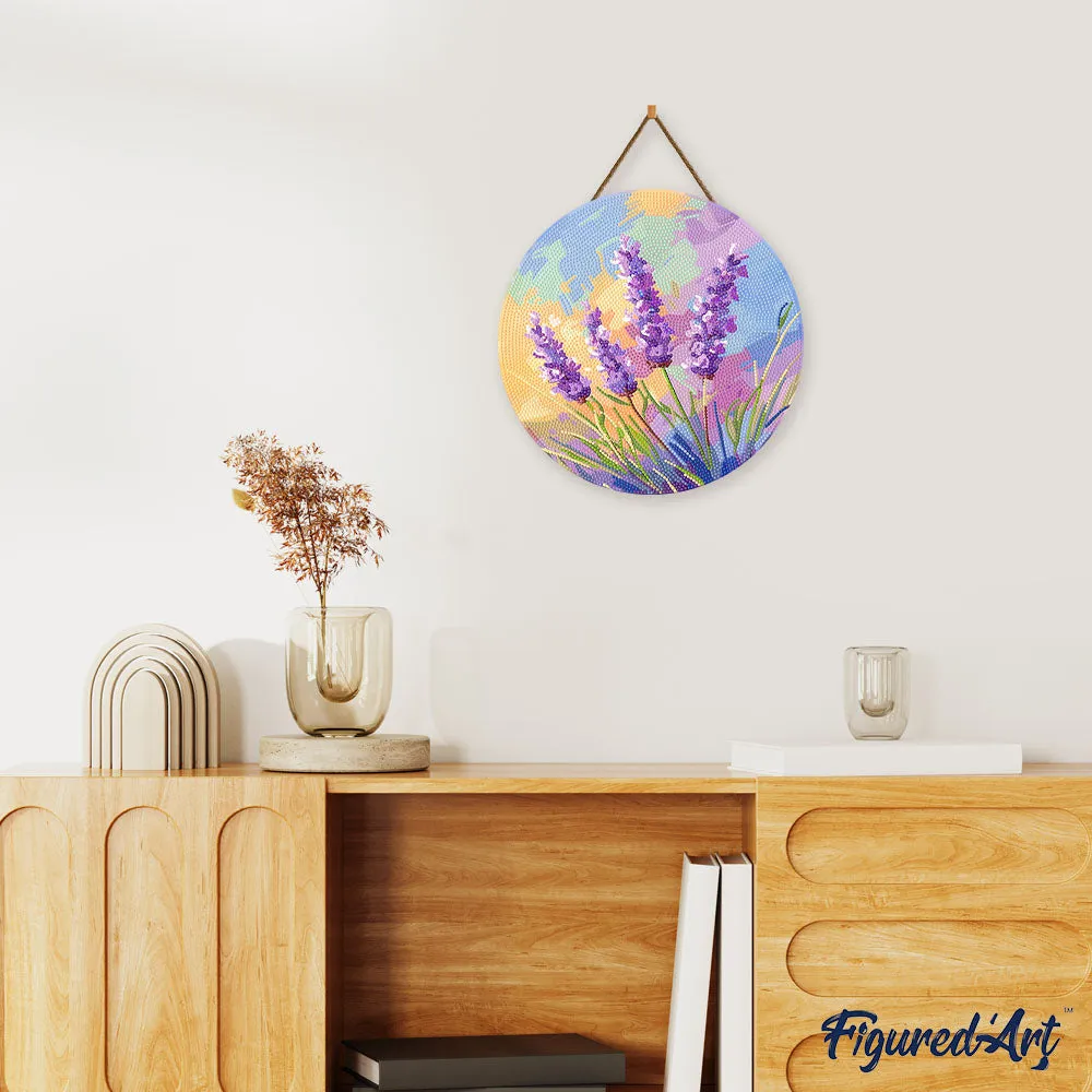 Figured'Art Lavendel Diamond Painting Houten Schijf 30cm rond