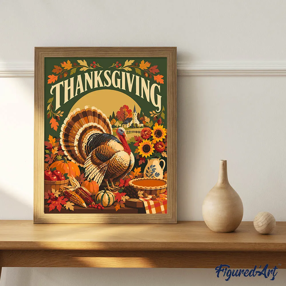 Figured'Art Thanksgiving-Kalkoen schilderij op nummer 40x50 herfst