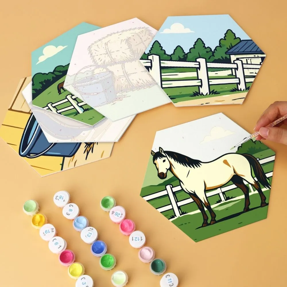 Figured'Art Mini Serie Leven op de boerderij schilderen op nummer 6 zeshoeken