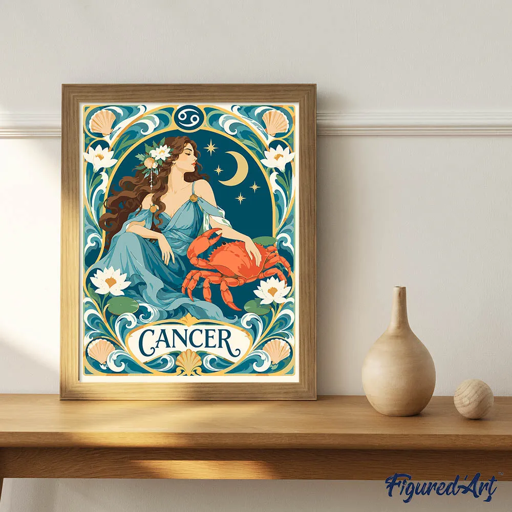 Figured'Art Art Nouveau Sterrenbeeld Kreeft schilderen op nummer 40x50