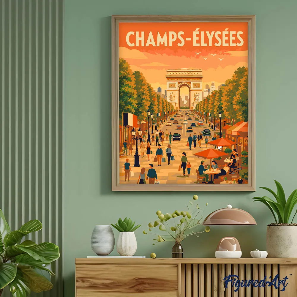 Figured'Art Reisposter Champs-Élysées schilderen op nummer 40x50 cm