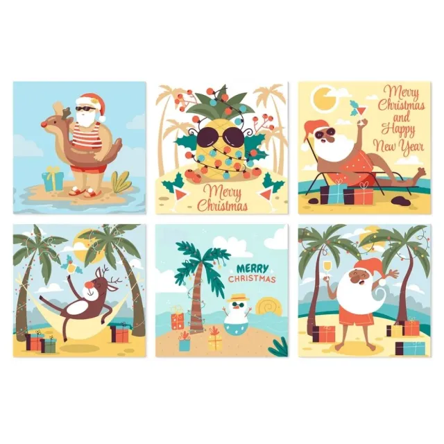 Figured'Art Mini Serie Tropische kerst schilderen op nummer 20x20cm 6 stuks