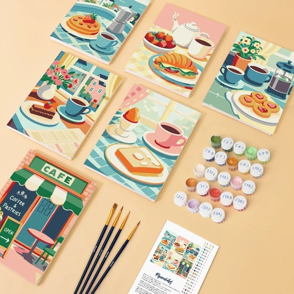 Figured'Art Mini Café Genot schilderen op nummer 6x 15x20 cm
