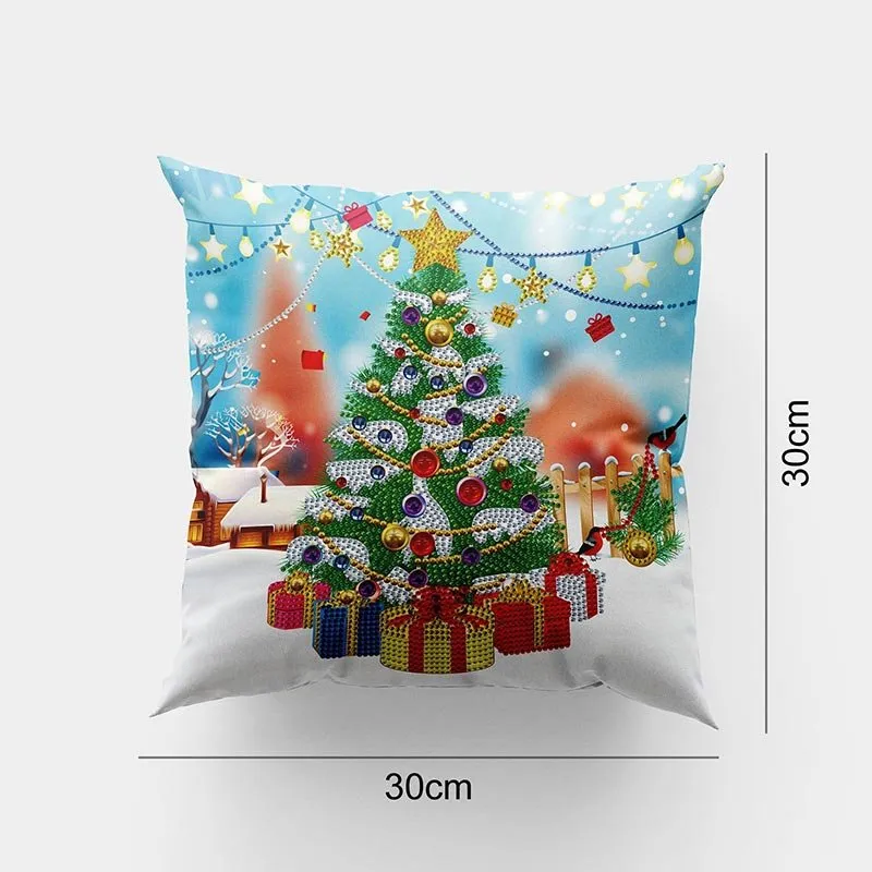 Figured'Art Kerstboom kussenhoes diamond painting 30x30 cm kerst