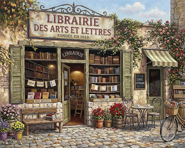 Figured'Art Oude bibliotheekhoek diamond painting 40x50cm