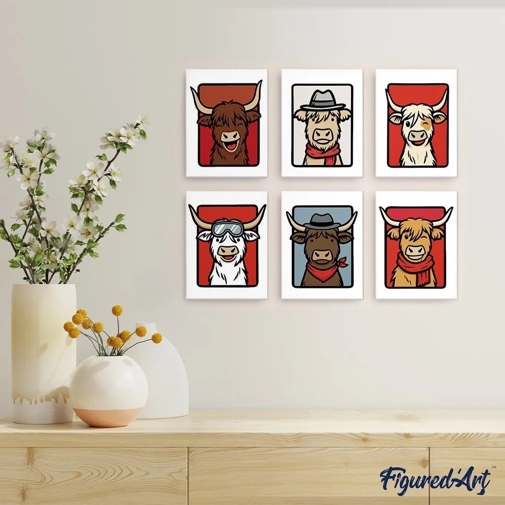 Figured'Art Mini De Moe Crew schilderen op nummer 15x20cm 6 stuks koeien