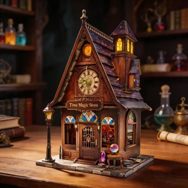 Figured'Art Tijd Magie Winkel miniatuurhuisje 3D puzzel met led