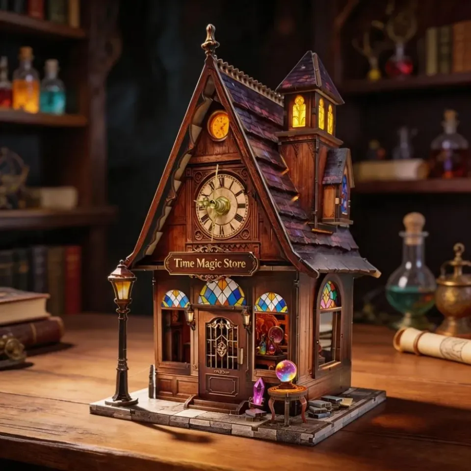 Figured'Art Tijd Magie Winkel miniatuurhuisje 3D puzzel met led
