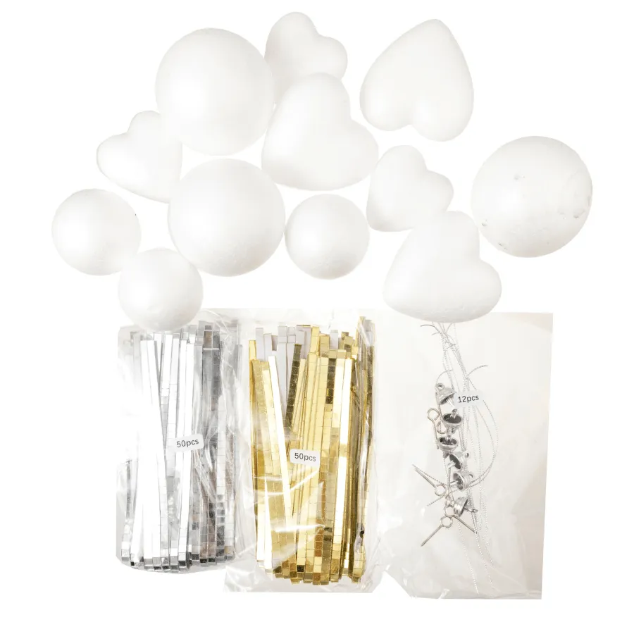 Craft Buddy Disco Ball hangers knutselset goud-zilver 12 stuks