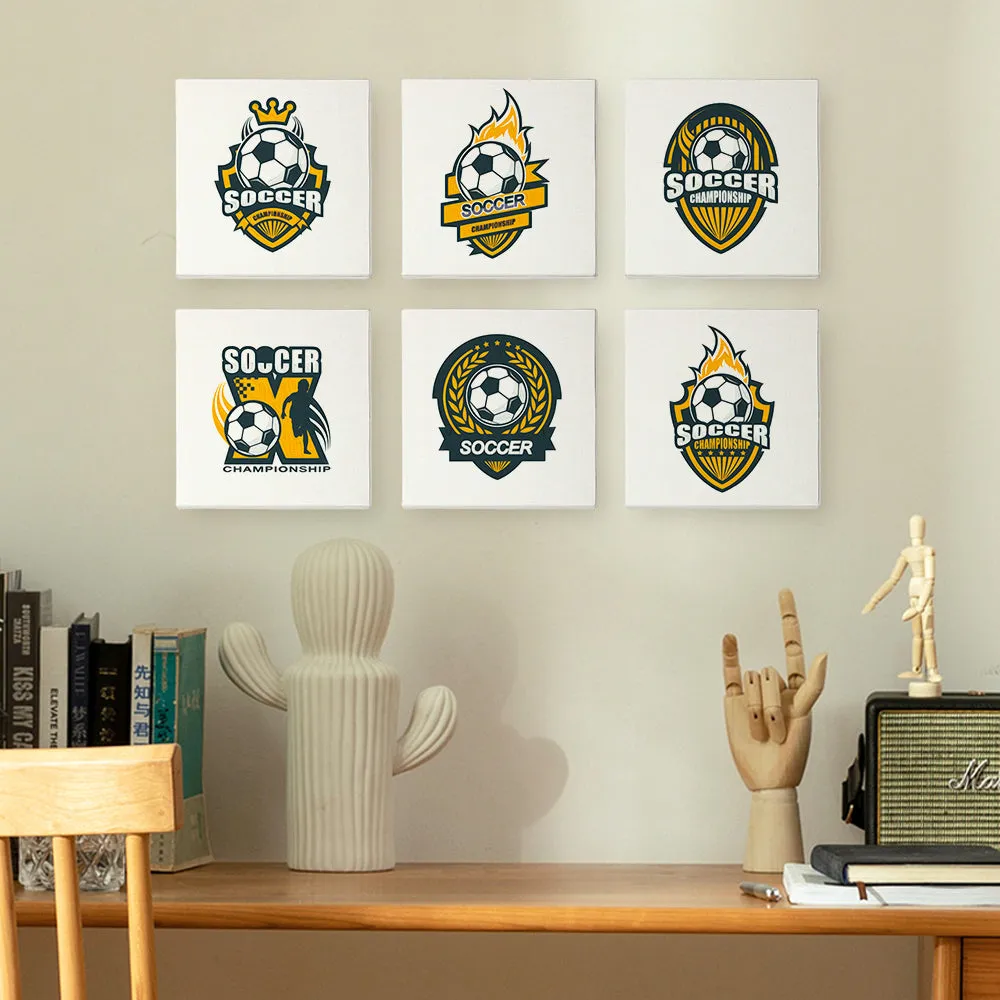 Figured'Art Mini Voetbal Logo Serie schilderen op nummer 15x15cm 6 stuks