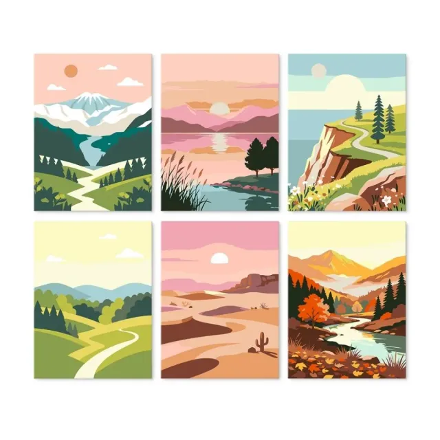 Figured'Art Mini Serie Palet van de natuur schilderen op nummer 15x20cm 6 stuks