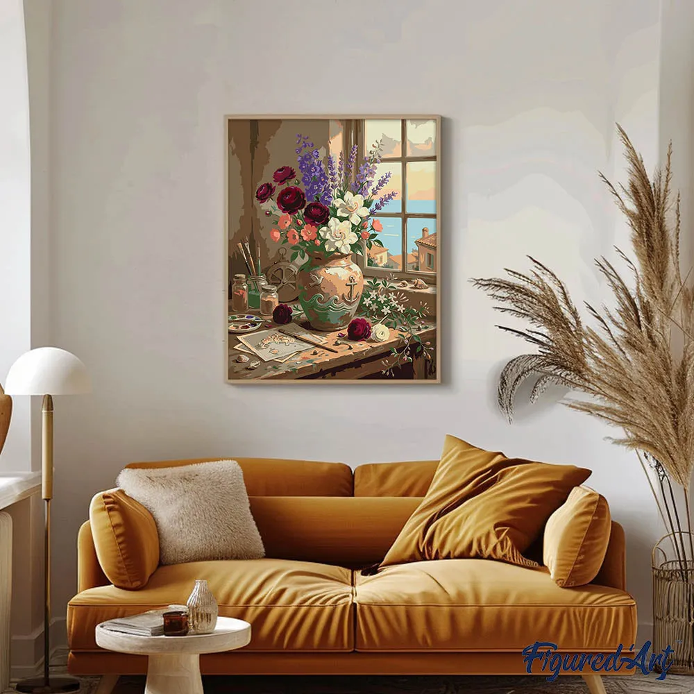 Figured'Art Mediterrane bloemenharmonie schilderen op nummer 40x50 cm bloemen