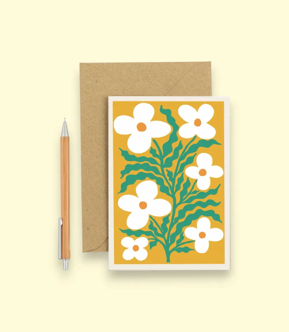Studio Wald Smock wenskaart A6 bloemen zachtwit