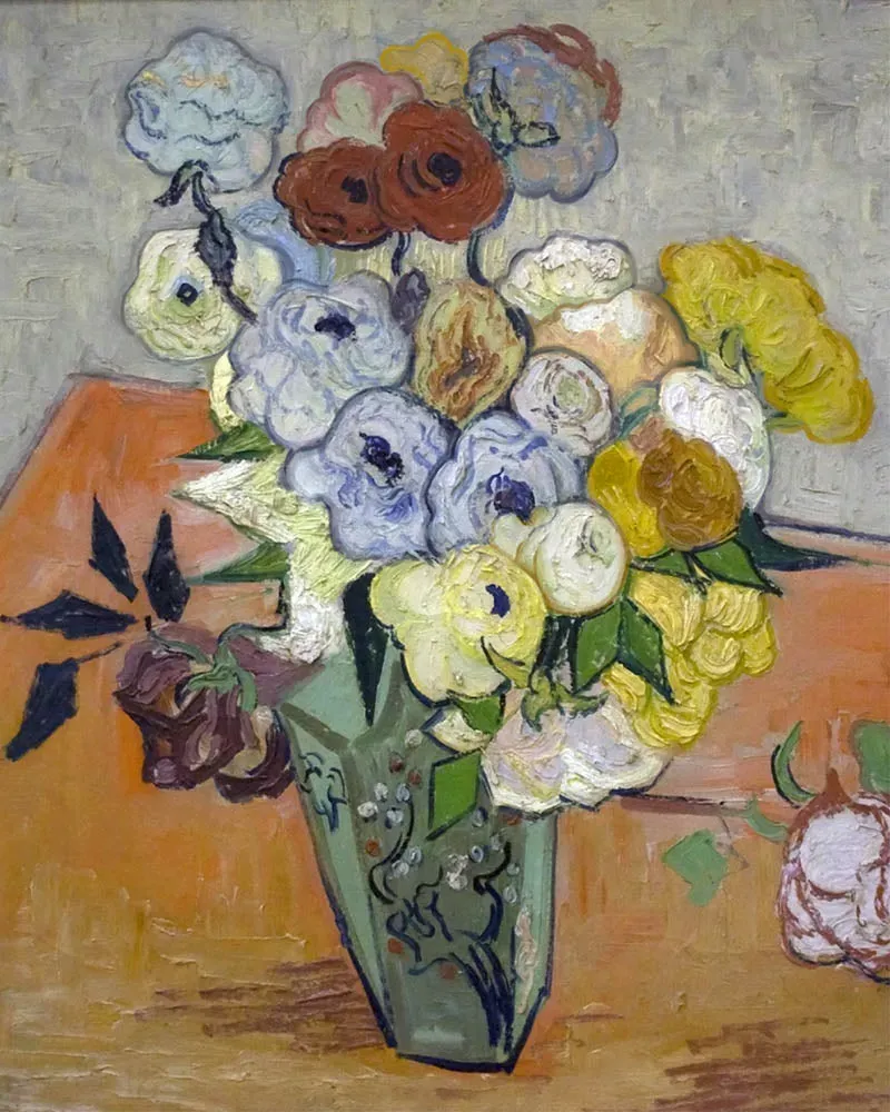 Figured'Art Van Gogh Vaas met rozen schilderen op nummer 40x50 cm bloemen
