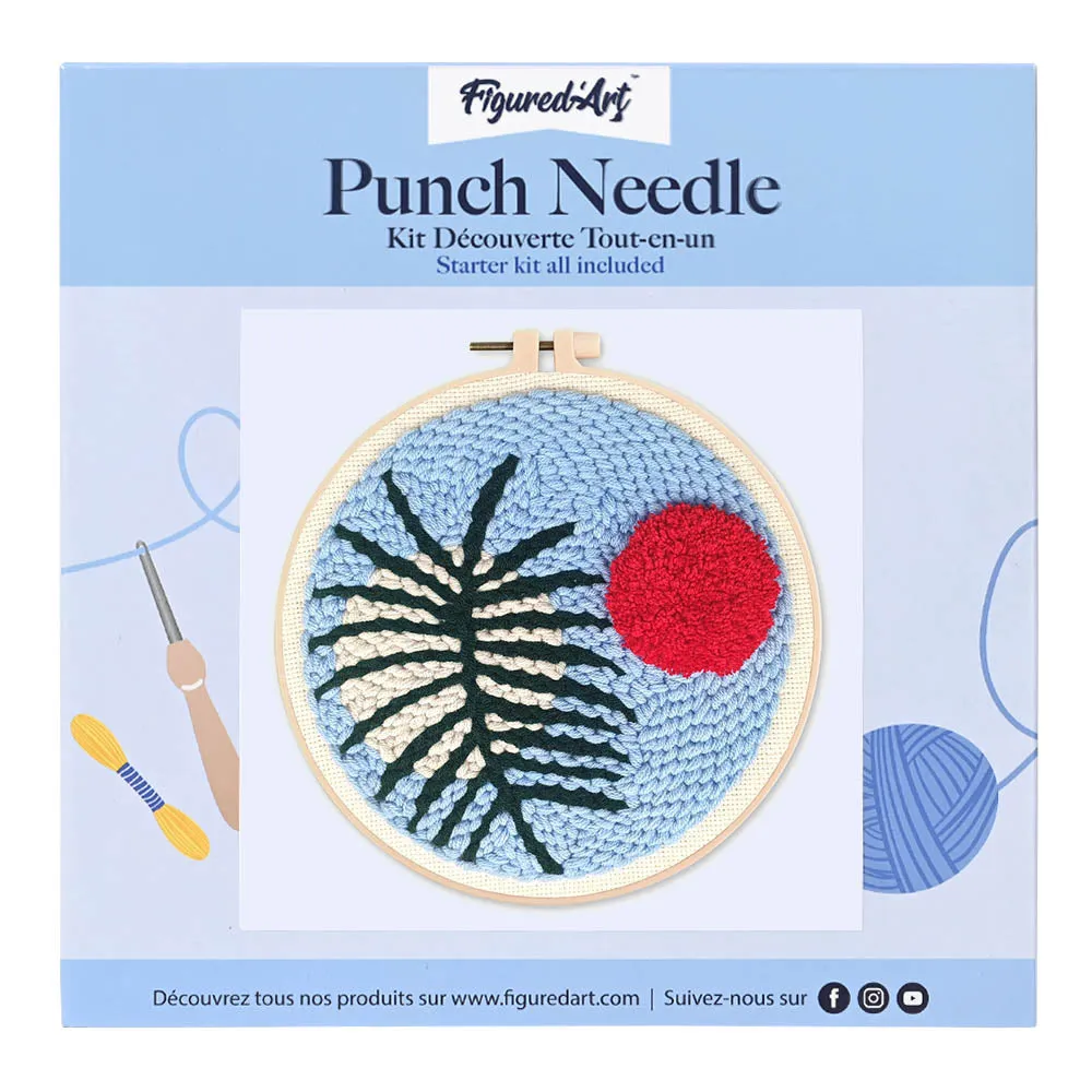 Figured'Art Botanische abstractie 2 punch needle pakket 20x20 cm wol