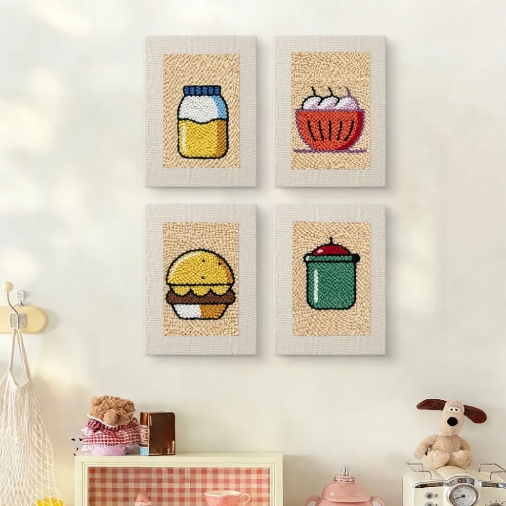 Figured'Art Snacktijd 1 punch needle set 4 stuks met frames