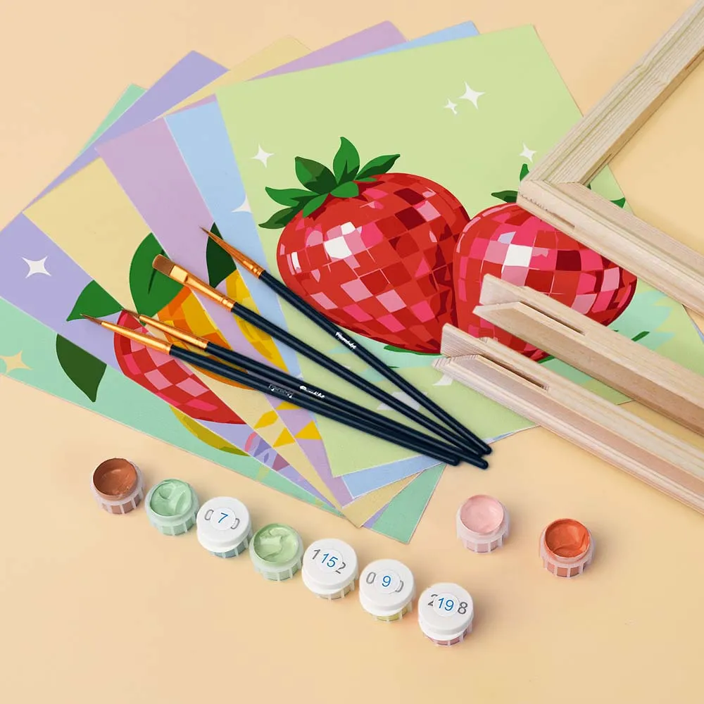 Figured'Art Disco Fruit Collectie schilderen op nummer 15x20 cm 6 stuks