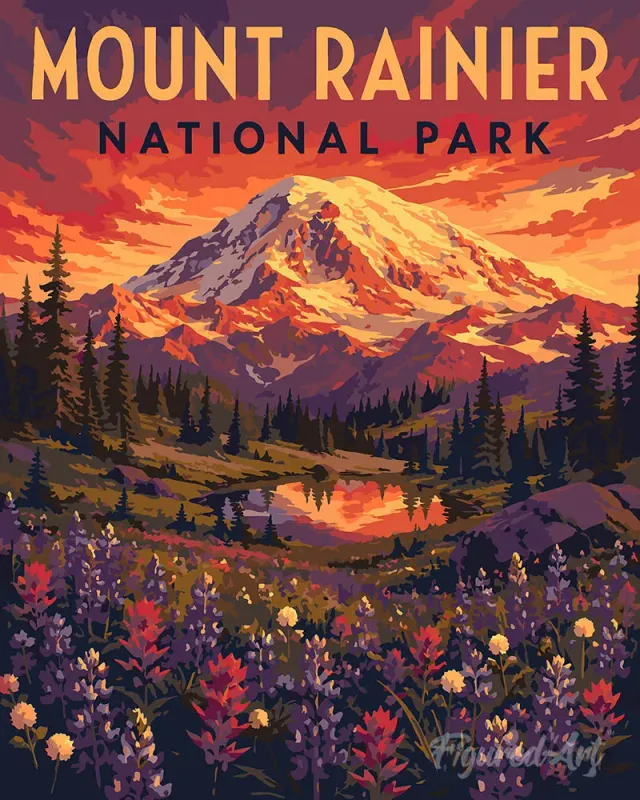 Figured'Art Mount Rainier National Park schilderen op nummer landschap