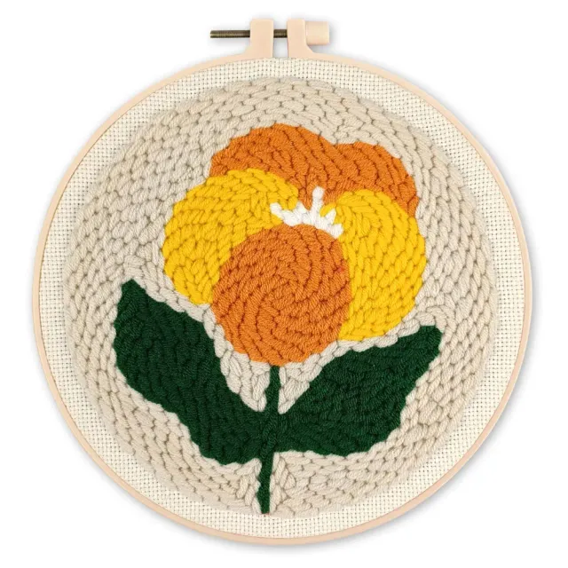 Figured'Art Punch Needle Goudsbloem pakket 20 cm wol bloemen