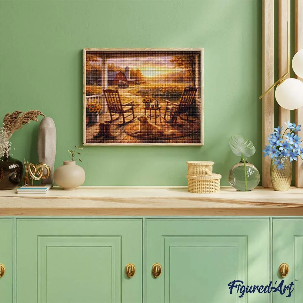 Figured'Art Rustige landveranda Diamond Painting 40x50cm vierkant