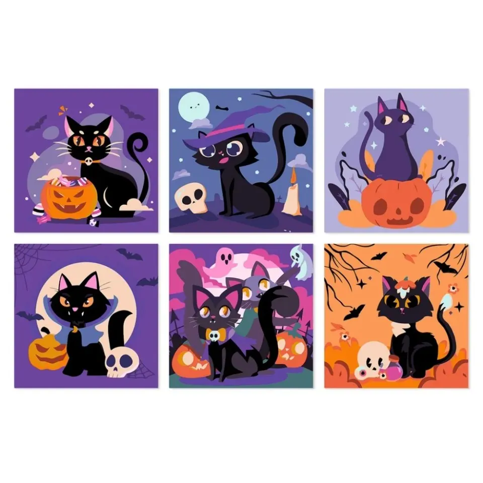 Figured'Art Mini Serie Speelse Halloweenkatten schilderen op nummer 6x20x20cm