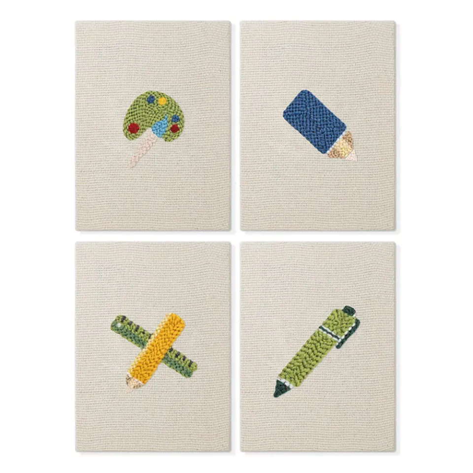 Figured'Art Teken Essentials punch needle set 4 stuks 15x20cm katoen