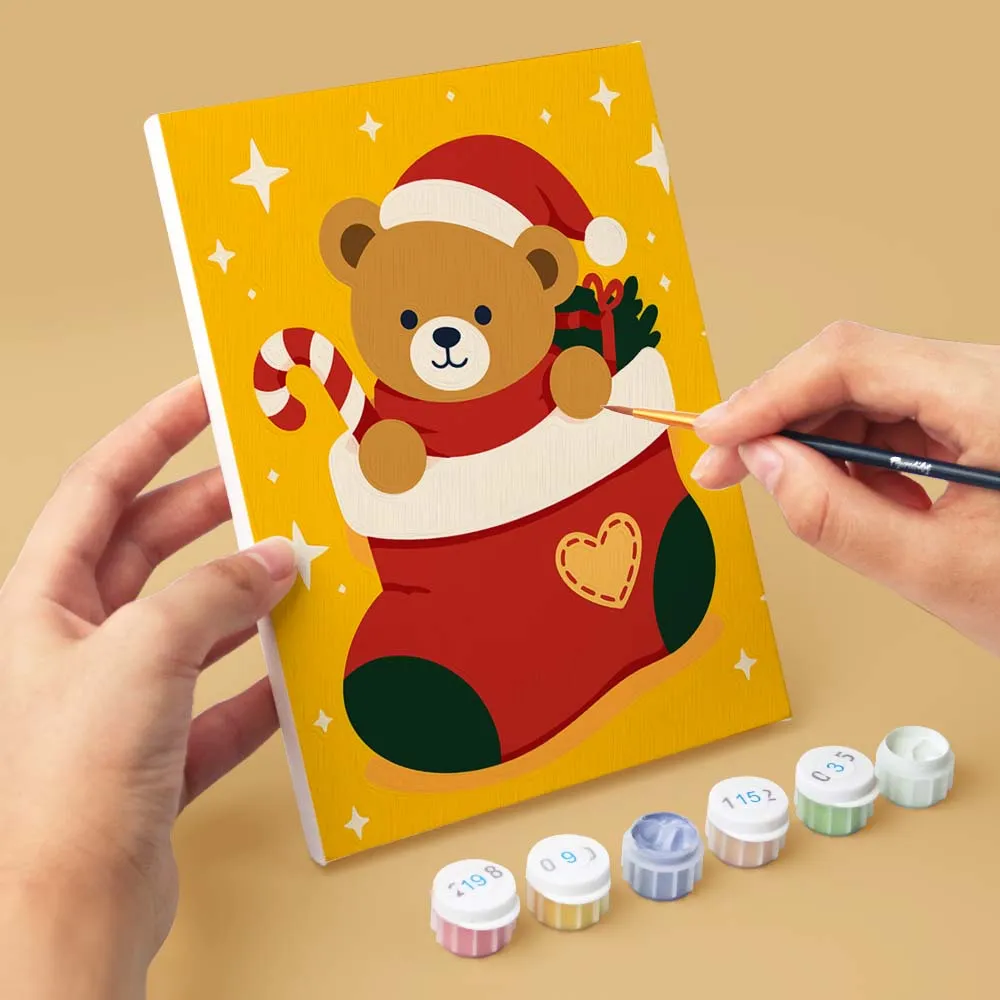 Figured'Art Mini Kerstteddyberen schilderen op nummer 6x 15x20cm kerst