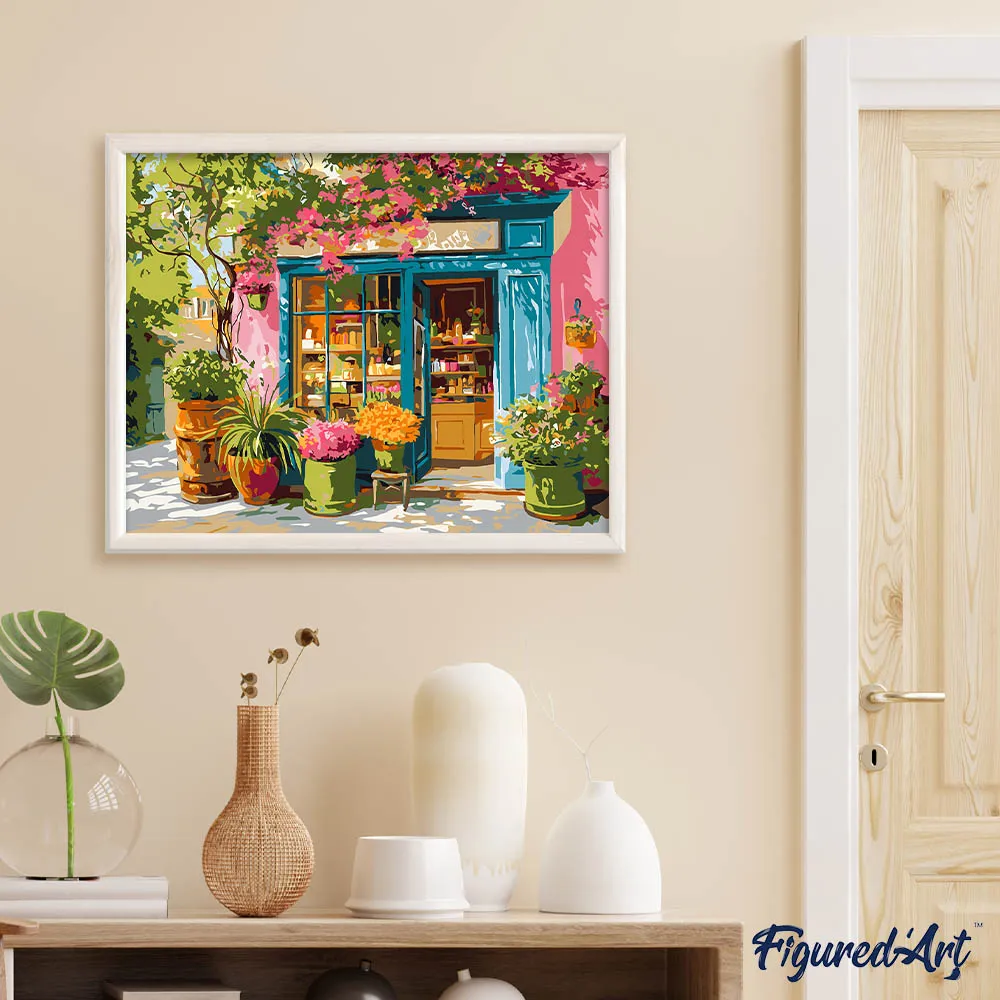 Figured'Art De bloemenmarkt schilderen op nummer 40x50 cm gemiddeld