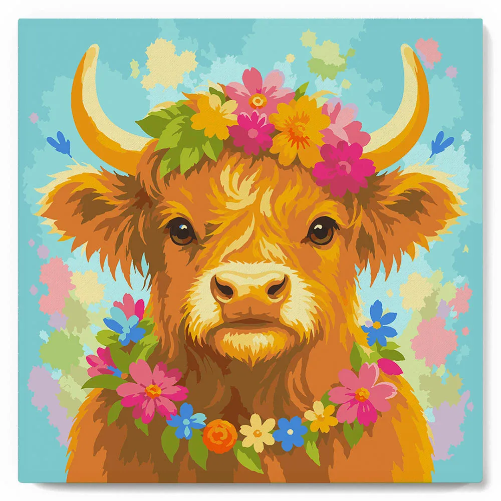 Figured'Art Schotse Hooglander Tuinkoningin Schilderen op Nummer 20x20