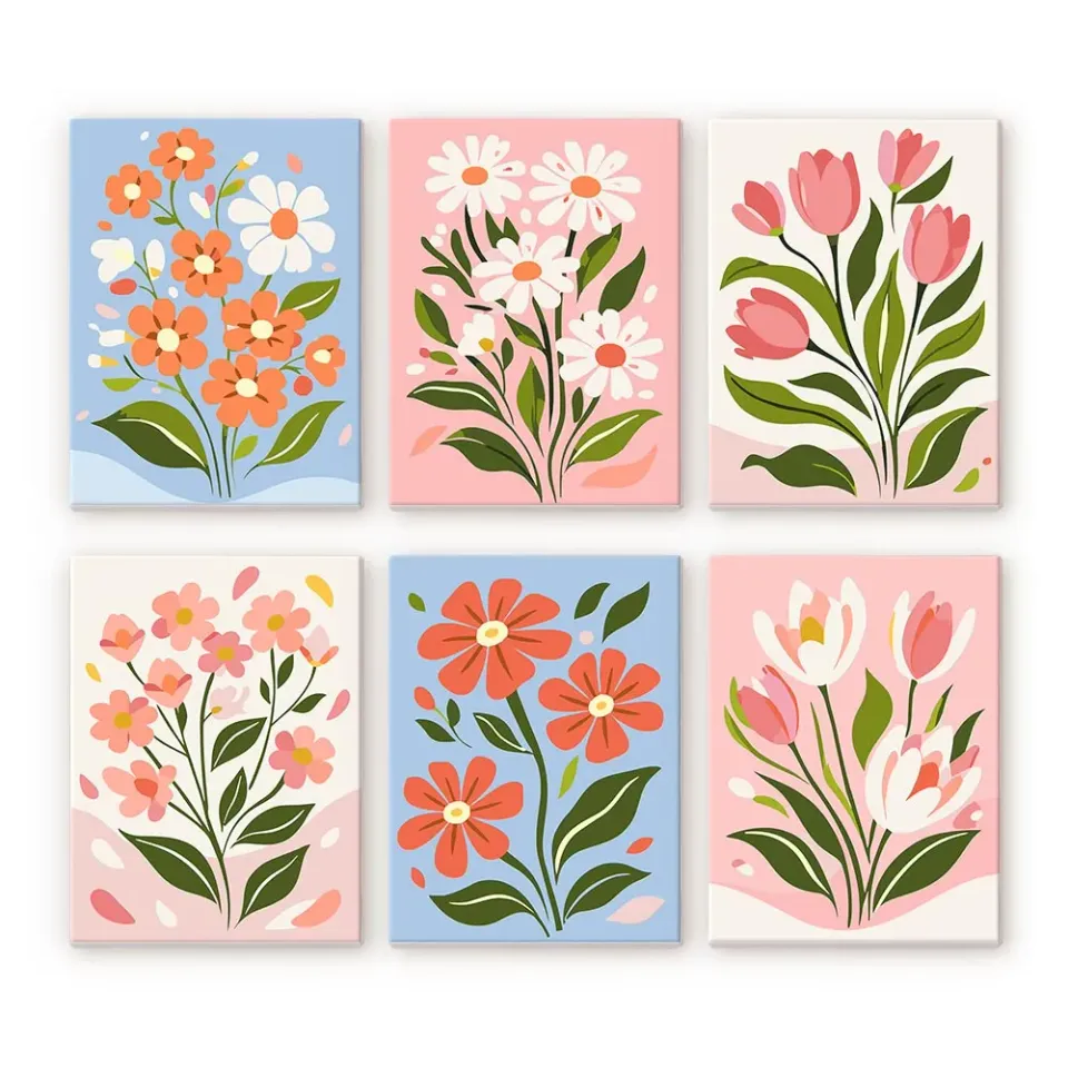 Figured'Art Mini Veldbloemen schilderen op nummer 15x20cm 6 stuks