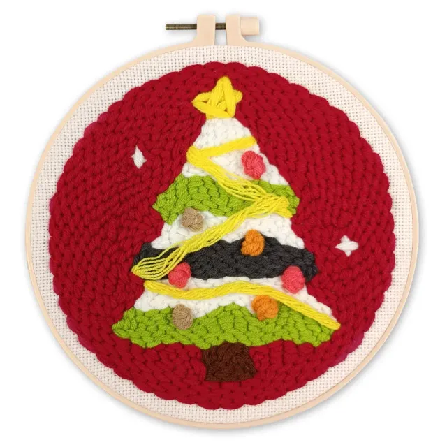 Figured'Art Kerstboom 3 punch needle pakket 20x20 cm beginners